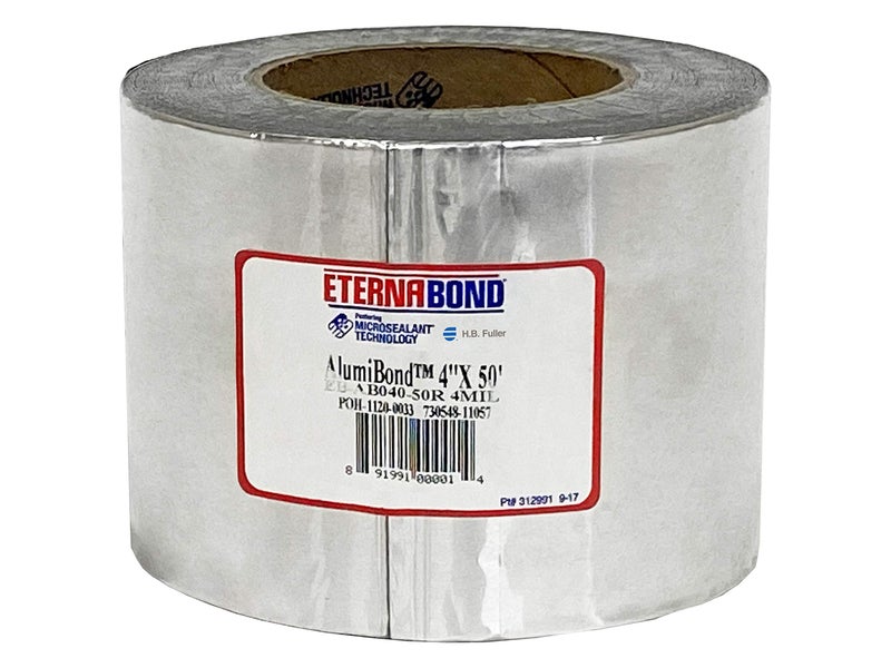 EternaBond AlumiBond 4" x50' MicroSealant Tape with 4mil Aluminum Backer | 21 mil Total Thickness | EB-AB040-50R - One-Step Durable, Waterproof and Airtight Repair - Image 1